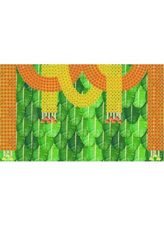 ASHVATH FASHION Ashvath Fashion Marigold Flower Banana Leaf Design Backdrop Curtain for Pooja Decoration Traditional Background Curtain Cloth for Pooja Festival Polyester Taiwan Washable Fabric 5 Height 8 Width  - Image 1