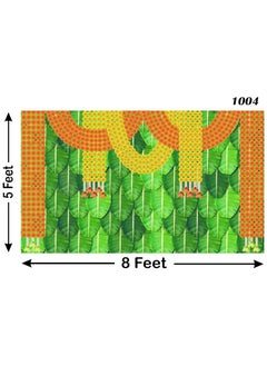 ASHVATH FASHION Ashvath Fashion Marigold Flower Banana Leaf Design Backdrop Curtain for Pooja Decoration Traditional Background Curtain Cloth for Pooja Festival Polyester Taiwan Washable Fabric 5 Height 8 Width  - Image 2