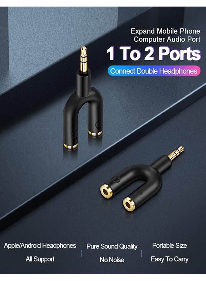 CableCreation Headphone Splitter Adapter Aux Stereo Y Jack Splitter Adapter 3.5Mm Male To 2 Port 3.5Mm Female For Headset Earphone Iphone Ipad Ipod Samsung Lg Tablets Mp3 Players&More Black - Image 2