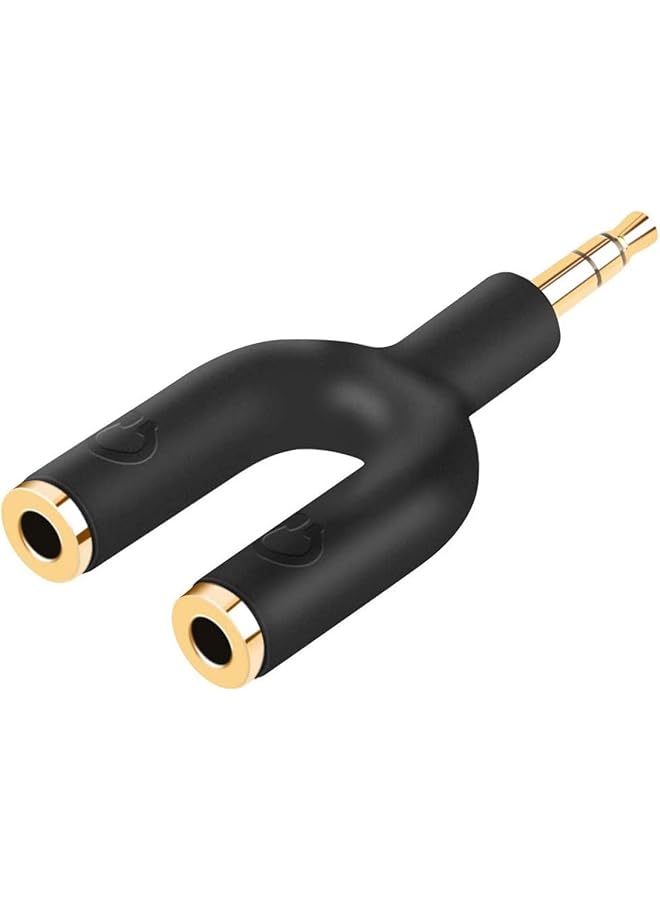 CableCreation Headphone Splitter Adapter Aux Stereo Y Jack Splitter Adapter 3.5Mm Male To 2 Port 3.5Mm Female For Headset Earphone Iphone Ipad Ipod Samsung Lg Tablets Mp3 Players&More Black - Image 1