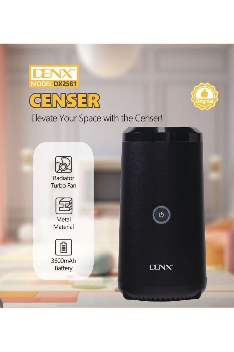 Denx Black Rechargeable Electric Incense Burner Incense Burner with Turbo Fan to ensure good and faster distribution of incense - Image 1