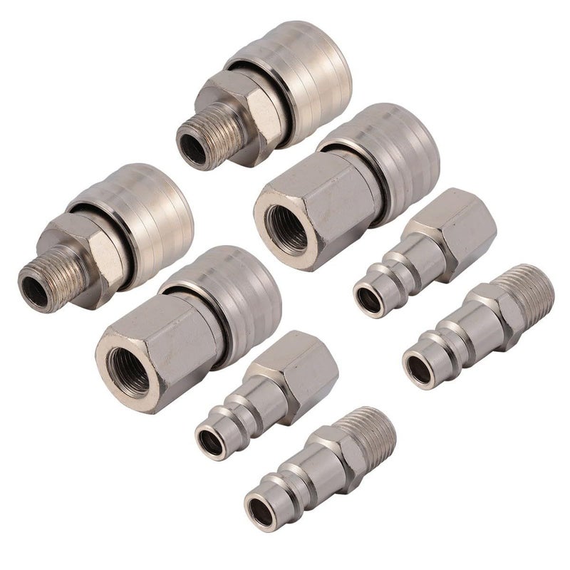 Nickel Plated Iron Industrial Pneumatic Hose Connectors 1 4 3 8 Inch 10pcs Set - Image 2
