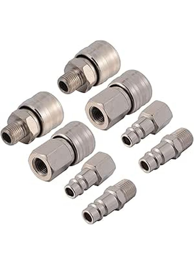 Nickel Plated Iron Industrial Pneumatic Hose Connectors 1 4 3 8 Inch 10pcs Set - Image 1