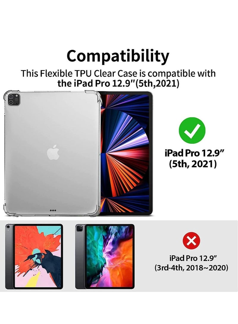 ELTRAZONE Silicon Clear Case for iPad Pro 12.9'' (5th Gen ) 2021, TPU Shockprooof Back Cover, Slim-Fit Protective Case for iPad Pro 12.9 inch 5th Generation, - Image 5