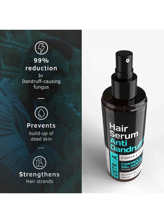 Ustraa Hair Serum Anti-Dandruff 200ml | Tea Tree & Ginger | Maintains Scalp pH | No Sulphates, No Parabens | Fights Dandruff from First Use | Oil-Free Protection for All Hair Types - Image 2