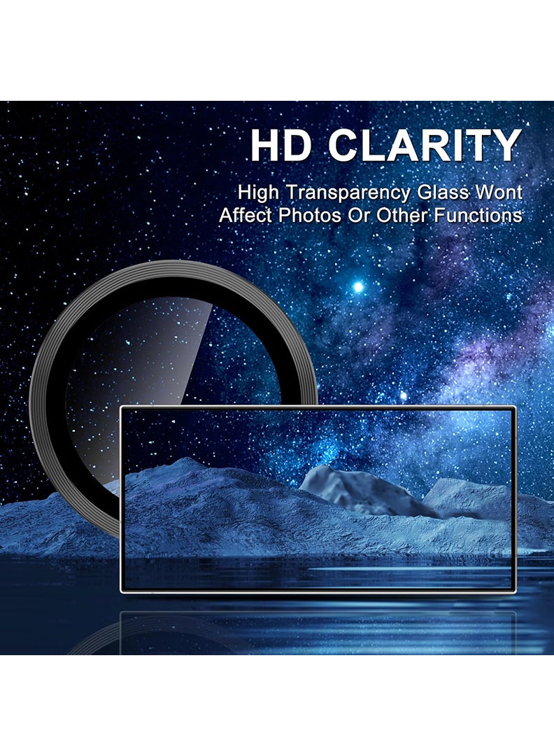 Theodor Samsung Galaxy S25 Ultra 5 Pcs Camera Lens Protector With 9H Tempered HD Glass Camera Cover Anti Scratch Aluminum Alloy Camera Ring, Phantom Black  - Image 4