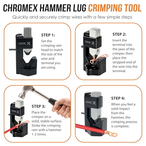 Chromex Battery Cable Lug Crimper - Hammer Crimping Tool with Storage Pouch - Image 5