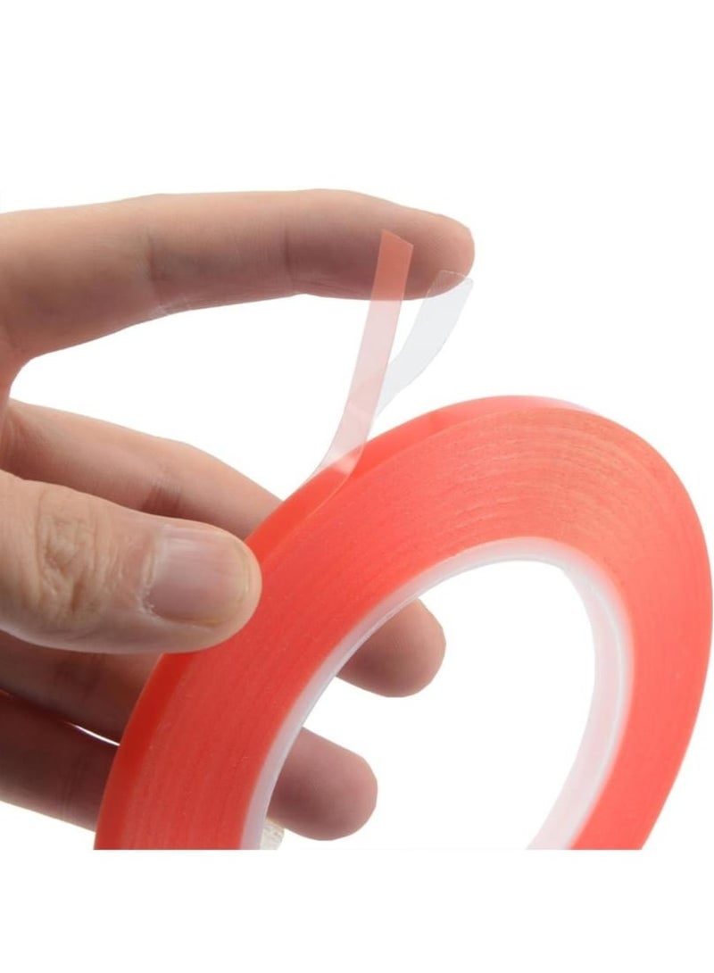 Double-Sided Adhesive Transfer Tape – Red Film Clear Acrylic – 4mm x 25m, No-Trace, Heat Resistant, Strong Bond – Ideal for Laptop & Phone LCD Repair, Electronics, Crafts & LED Strips  - Image 1