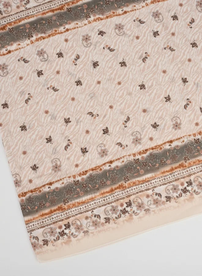 عبايات لمحة طرحة شيفون مطبوعة – بيج بنقشة شرقية