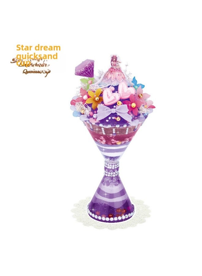 Qibei Workshop Ye Luoli Ice Princess Ice Star Cup Special Drink Cup Handmade Diy Ice Cream Cup Ice Cream Cup-Color:Star Dream Quicksand Cup-love Princess  - Image 1