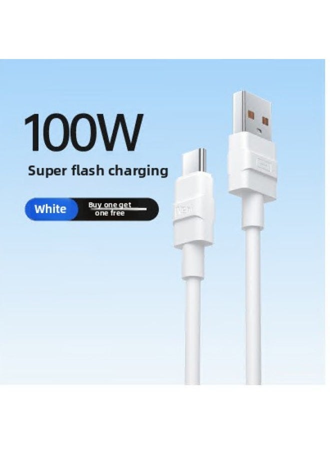 Generic - Typec Data Line 6A Fast Charging For Tpyec Charging Line For Huawei For Xiaomi Vivo Android 5A Charger Line No-Color:White [flash Charge Set] 6atype-c Cable + Fast Charging Head*1-1.5m - Image 1