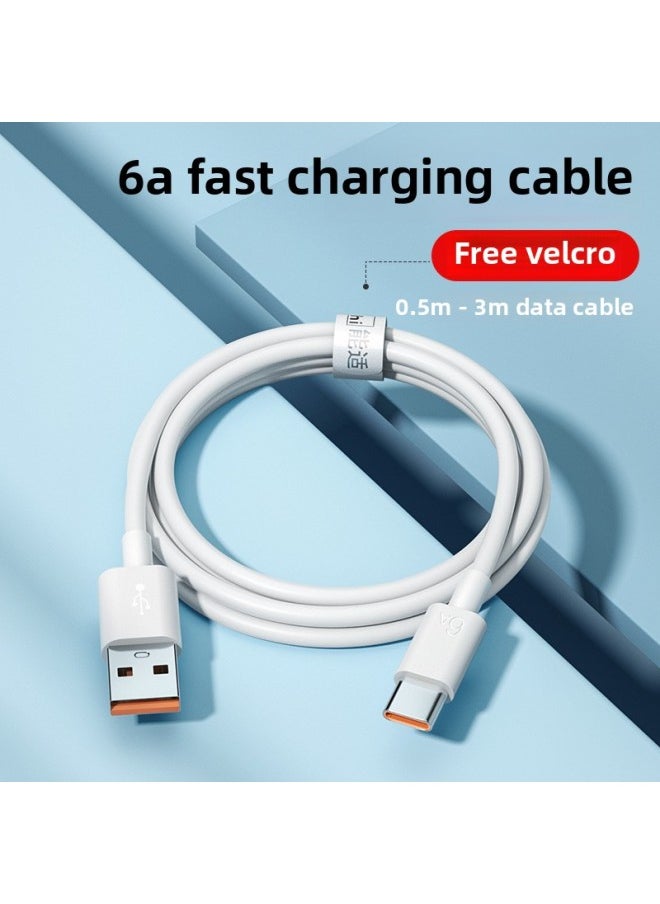 Generic - Typec Data Line 6A Fast Charging For Tpyec Charging Line For Huawei For Xiaomi Vivo Android 5A Charger Line No-Color:White [flash Charge Set] 6atype-c Cable + Fast Charging Head*1-1.5m - Image 1