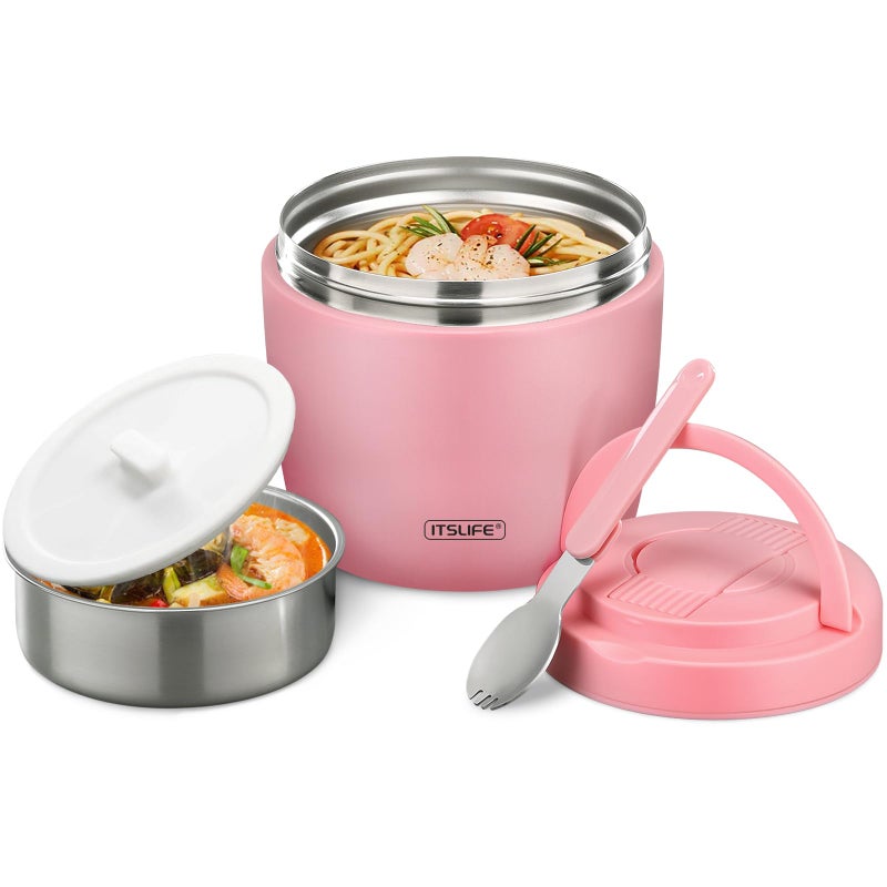 ITSLIFE Soup Thermo for Hot Food Adults 32OZ Lunch Containers Wide Mouth Hot Food Jar Vacuum Insulated Stainless Steel Bento Box Leakproof with Spoon (Light Pink) - Image 1