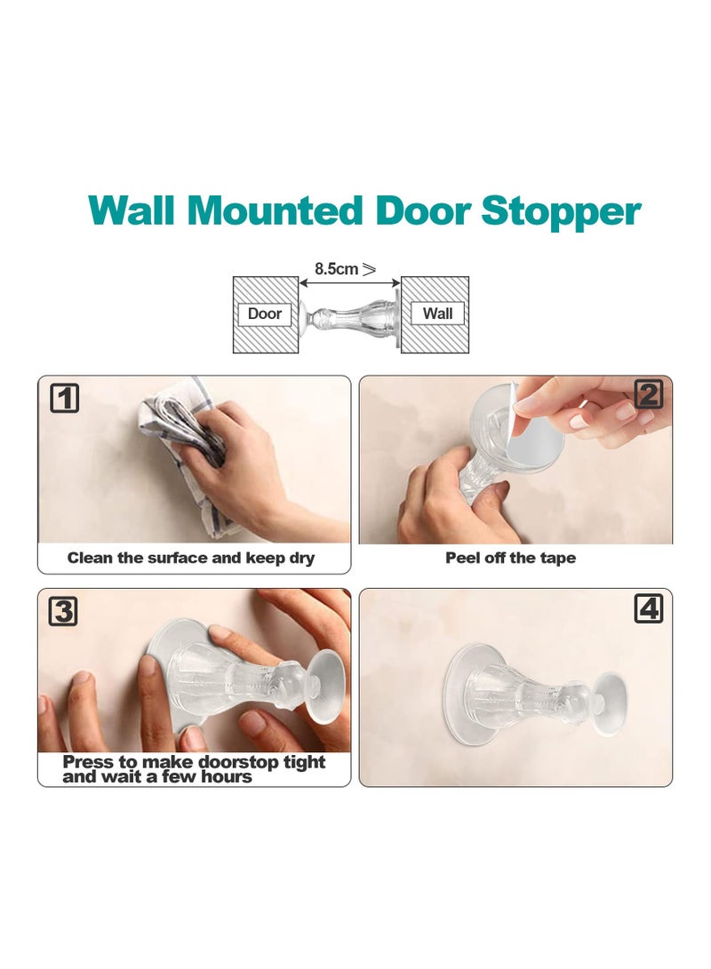 KASTWAVE حبس أبواب سيليكون شفاف، حابس أبواب سيليكون لاصق ذاتياً خارجي، حبس أبواب مطاطي متين وقابل للاستخدام مرة أخرى، لا حاجة للحفر، حبس صامت بدون أثر، 8 قطع - Image 5