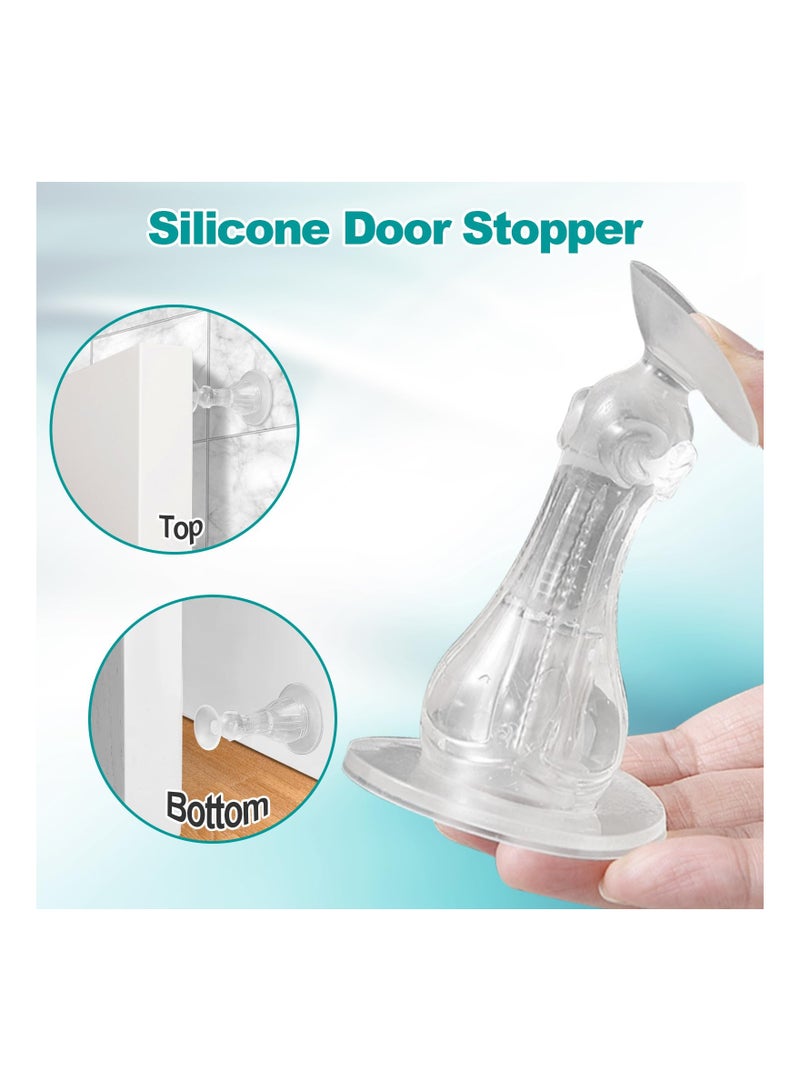 KASTWAVE حبس أبواب سيليكون شفاف، حابس أبواب سيليكون لاصق ذاتياً خارجي، حبس أبواب مطاطي متين وقابل للاستخدام مرة أخرى، لا حاجة للحفر، حبس صامت بدون أثر، 8 قطع - Image 2