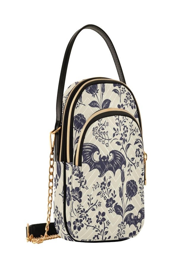PJGINUIUA Small Crossbody Phone Bag for Women Quilted Purse, Goth Bats Multi Pocket Zipper Purse Travel Pouch Shoulder Bag - Image 1