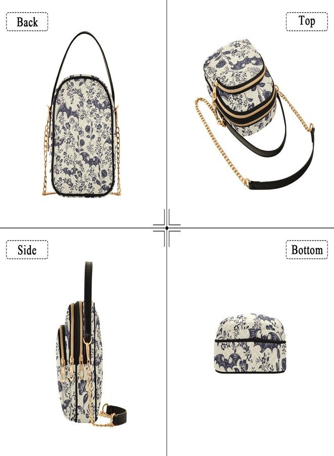 PJGINUIUA Small Crossbody Phone Bag for Women Quilted Purse, Goth Bats Multi Pocket Zipper Purse Travel Pouch Shoulder Bag - Image 4