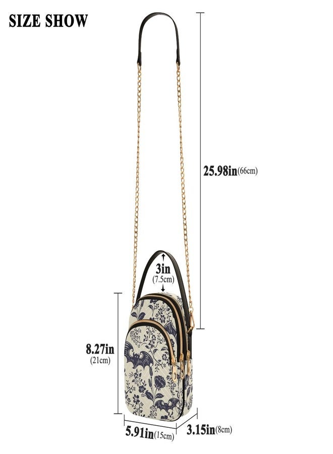 PJGINUIUA Small Crossbody Phone Bag for Women Quilted Purse, Goth Bats Multi Pocket Zipper Purse Travel Pouch Shoulder Bag - Image 5