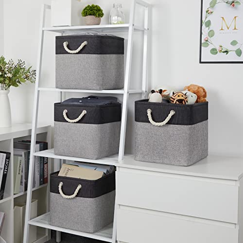 Temary 12 Inch Cube Storage Baskets 4 Pack Fabric Storage Bin for Clothes, Large Baskets with Handles, Basket for Organizing Towels, Blankets, Collapsible Cube Storage Bins (Black&Gray) - Image 5
