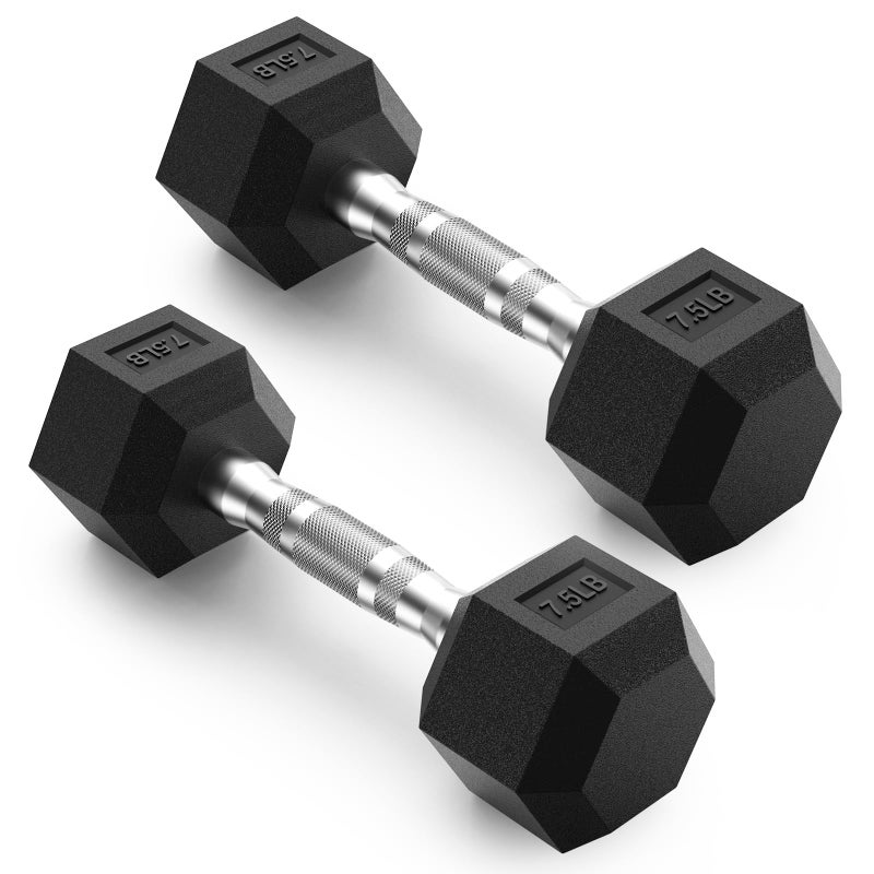 PAPABABE Dumbbells Set of 2, 7.5lbs Dumbbells Pair, 7.5 Pounds Hand Weights for Women Men at Home, Free Weights Dumbbell Set for Home Gym Equipment, Pesas Mancuernas para Ejercicios de Hombre Casa. - Image 1