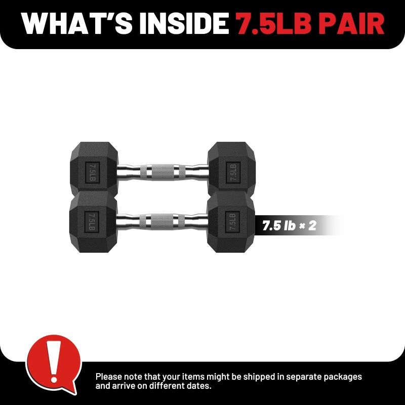 PAPABABE Dumbbells Set of 2, 7.5lbs Dumbbells Pair, 7.5 Pounds Hand Weights for Women Men at Home, Free Weights Dumbbell Set for Home Gym Equipment, Pesas Mancuernas para Ejercicios de Hombre Casa. - Image 2