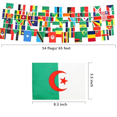 Krmkot Africa African Countries String FlagAfrica African Countries Flag Bunting BannerInternational Banner Decoration for SchoolGrand OpeningParty Sports 54 Flag 65 Ft - Image 3