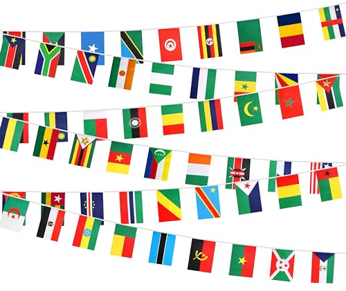 Krmkot Africa African Countries String FlagAfrica African Countries Flag Bunting BannerInternational Banner Decoration for SchoolGrand OpeningParty Sports 54 Flag 65 Ft - Image 1
