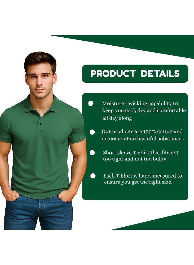 برينت شوب فور مي مجموعة مكونة من 10 قطع من تيشيرت بولو الجولف الرجالي ذو المقاس العادي من القطن الخالص بأكمام قصيرة 220 جرام في المتر المربع الألوان الأساسية - Image 4