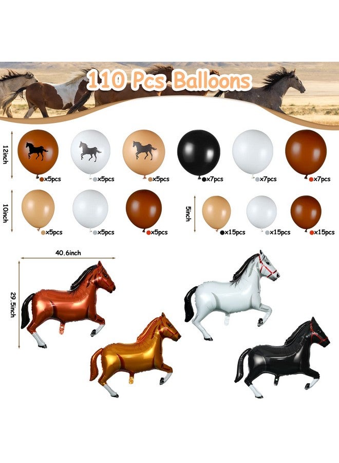 Zhanmai 100 قطعة بالونات حصان زينة حفلة رعاة البقر 40 بوصة بالون من الألمنيوم بالونات اللاتكس زينة قوس موضوع حصان لعيد الميلاد حفلة استقبال المولود (بني، رعاة البقر) - Image 2