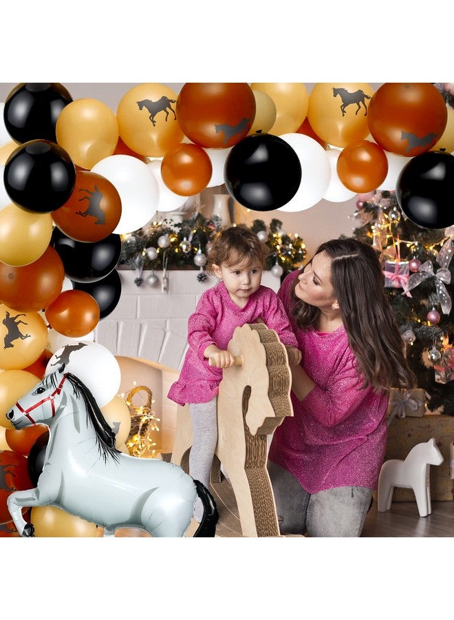 Zhanmai 100 قطعة بالونات حصان زينة حفلة رعاة البقر 40 بوصة بالون من الألمنيوم بالونات اللاتكس زينة قوس موضوع حصان لعيد الميلاد حفلة استقبال المولود (بني، رعاة البقر) - Image 5