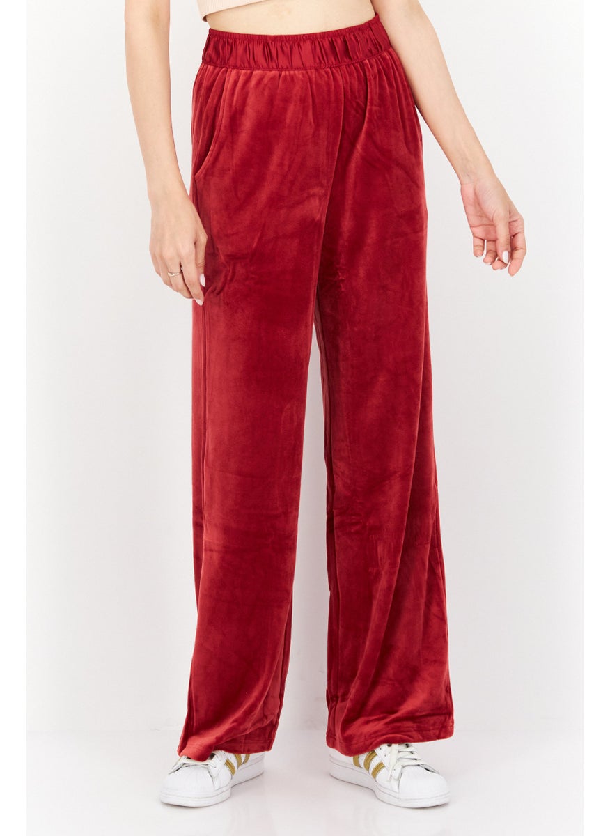 TRIUMPH Women Straight Leg Velvet Trouser, Maroon  - Image 1
