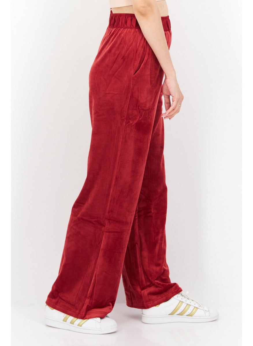 TRIUMPH Women Straight Leg Velvet Trouser, Maroon  - Image 4