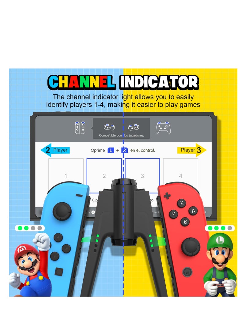 IINE Joy-con Charging Grip, Compatible with Nintendo Switch/ OLED, Switch Joy-Con Controller Charger with Indicators, Portable Joy-con Charging Grip with 1PC 1.5m Type-c Cable, Slide Design - Image 3