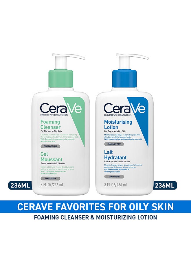 CeraVe Moisturizing Lotion 236ml + Foaming Cleasner Face Wash 236ml Pack - Image 2