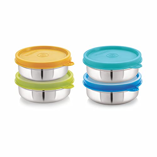 STEELLOCK Stainless Steel Airtight Container | Leak Proof Container/Storage/Lunch Box with Lid | BPA Free, Durable & Rust-Proof | SL-21-set of 4, 200ml each, Multicolor - Image 1