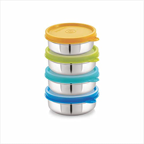 STEELLOCK Stainless Steel Airtight Container | Leak Proof Container/Storage/Lunch Box with Lid | BPA Free, Durable & Rust-Proof | SL-21-set of 4, 200ml each, Multicolor - Image 2