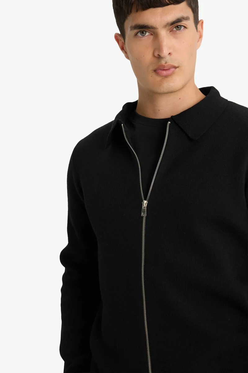 Defacto  Standard Fit Polo Collar Knitwear Cardigan for Men | Best Price UAE