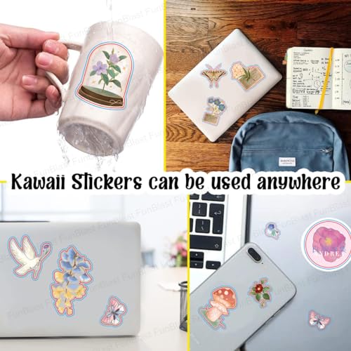 FunBlast Pvc Kawaii Stickers Set 16 Sheet (100+ Pcs) Diy 3D For Girls, Aesthetic Sticker, Journaling, Scrapbooking, Cute (Flowers 4X4=16 Sheetsself-Adhesive, Wall, 10 Cm, 19 Cms) - Image 3