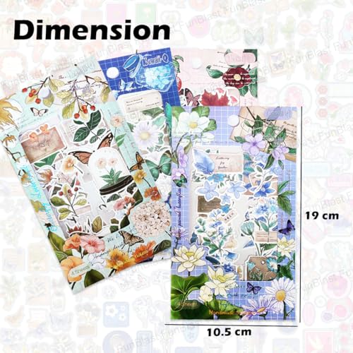 FunBlast Pvc Kawaii Stickers Set 16 Sheet (100+ Pcs) Diy 3D For Girls, Aesthetic Sticker, Journaling, Scrapbooking, Cute (Flowers 4X4=16 Sheetsself-Adhesive, Wall, 10 Cm, 19 Cms) - Image 2