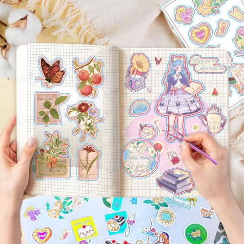 FunBlast Pvc Kawaii Stickers Set 16 Sheet (100+ Pcs) Diy 3D For Girls, Aesthetic Sticker, Journaling, Scrapbooking, Cute (Flowers 4X4=16 Sheetsself-Adhesive, Wall, 10 Cm, 19 Cms) - Image 4