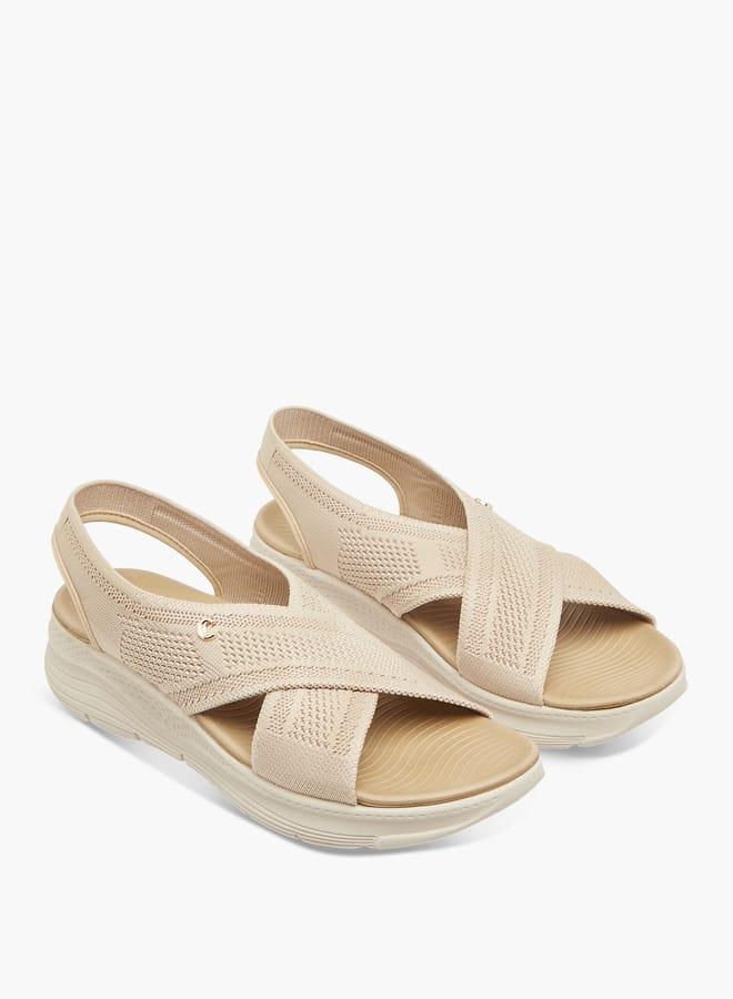 Le Confort Women Flyknit Textured Cross Strap Sandals with Backstrap - Image 3