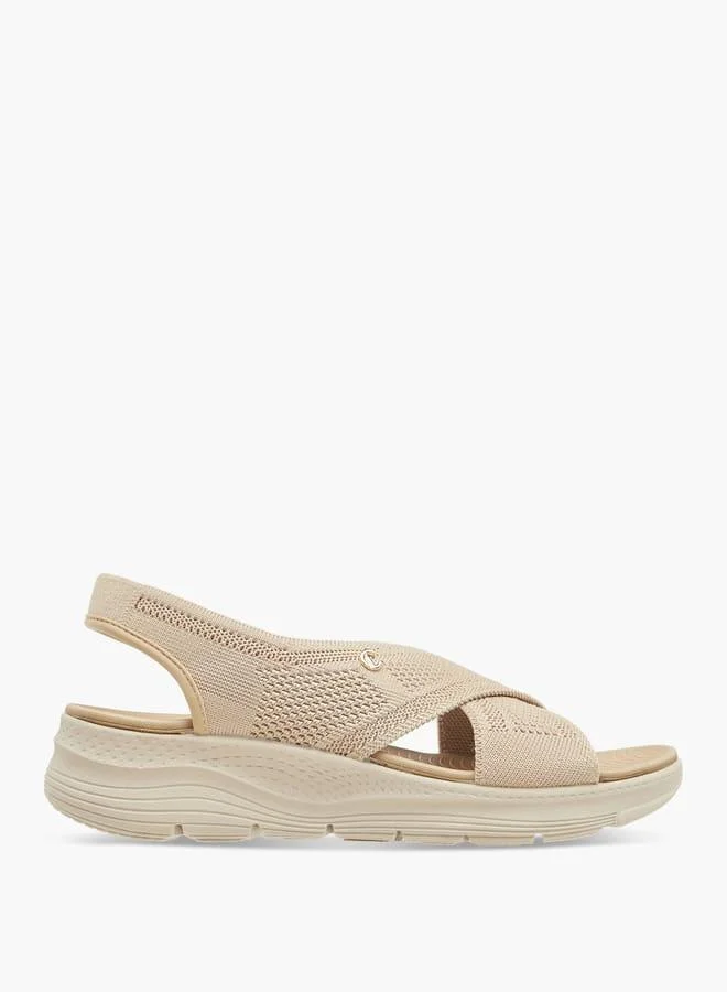 Le Confort Women Flyknit Textured Cross Strap Sandals with Backstrap