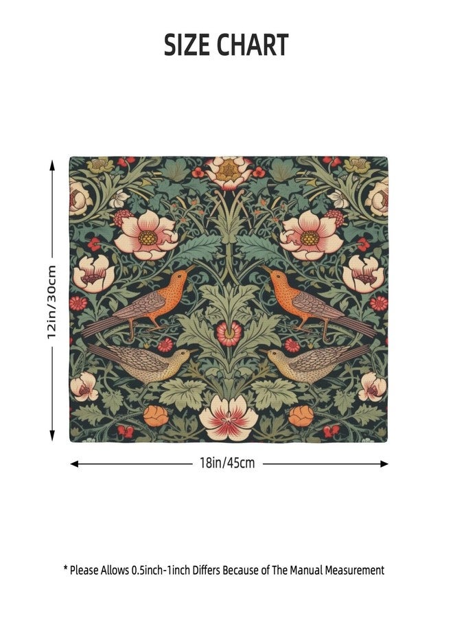 AAVEUP William Morris Placemats, Vintage Rustic Natural Green Plant Flower Strawberry Birdie Print Washable Fabric Placemats Table Kitchen Dining Party 12x18 Inch Set of 6 - Image 2