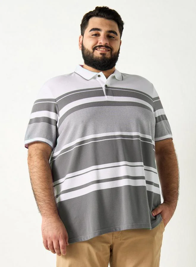 Splash FAV Striped Polo T-shirt with Short Sleeves and Button Closure