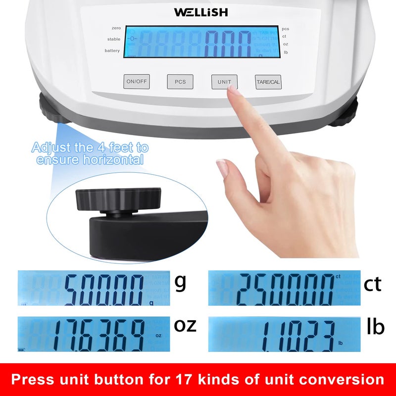 WELLiSH Lab Scale 5000g/0.01g High Precision Digital Scale Analytical Balance Electronic Scale for Kitchen Lab Weighing - Image 5