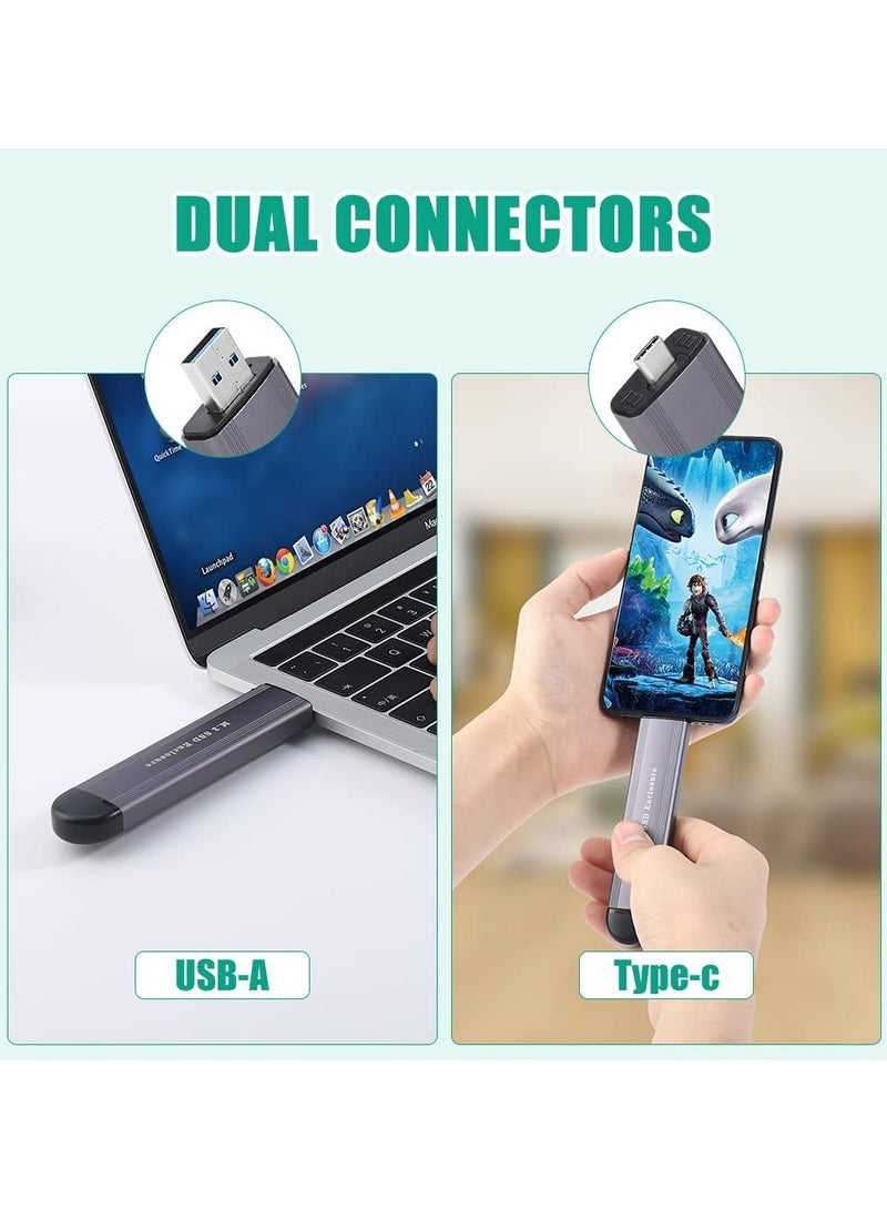 M.2 SSD Enclosure Adapter, NVME/SATA Dual Protocol Adapter Case with USB C 3.1/3.2 Gen 2 and USB A, 10Gbps PCI-E/6Gbps SATA, SSD Case Support for Size 2230/2242/2260/2280 (Silver) - Image 4