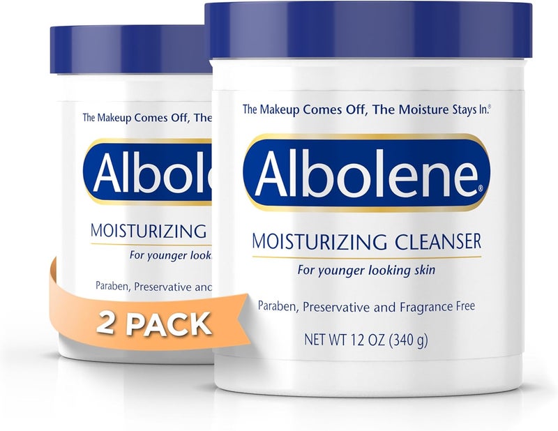Albolene بلسم منظف مرطب ومزيل مكياج ألبولين - كريم وجه خالي من العطور للتنظيف والترطيب - عناية بالبشرة متعددة الاستخدامات لجميع أنواع البشرة - بدون مواد كيميائية قاسية - 12 أونصة - (عبوة من 2) - Image 1