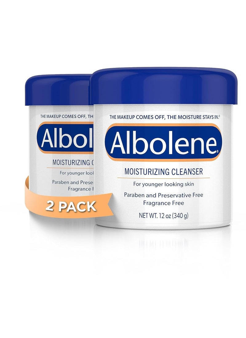 Albolene - Albolene Face Moisturizer and Makeup Remover, Facial Cleanser and Cleansing Balm, Fragrance Free Cream, 12 oz (2 Pack) - Image 1