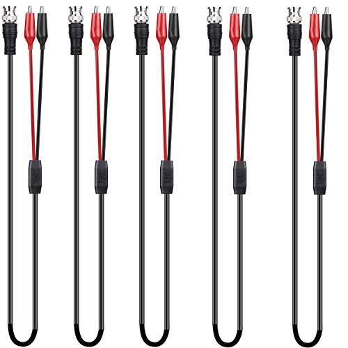 Clyxgs BNC Double Alligator Clip Test Cable Probe Lead Oscilloscope Test, Oscilloscope Probes BNC to Alligator Clip 92cm/36.2in (5pcs） - Image 1