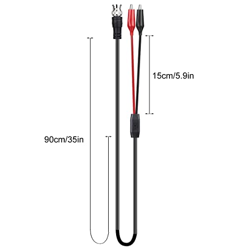 Clyxgs BNC Double Alligator Clip Test Cable Probe Lead Oscilloscope Test, Oscilloscope Probes BNC to Alligator Clip 92cm/36.2in (5pcs） - Image 2
